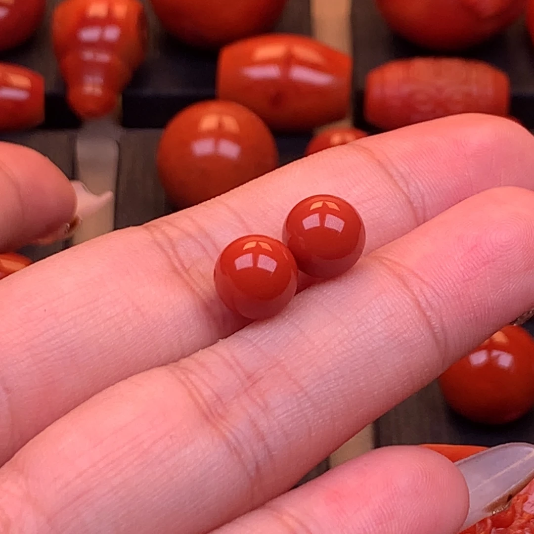 F***m南红玛瑙未镶嵌川料原矿高品圆珠8mm