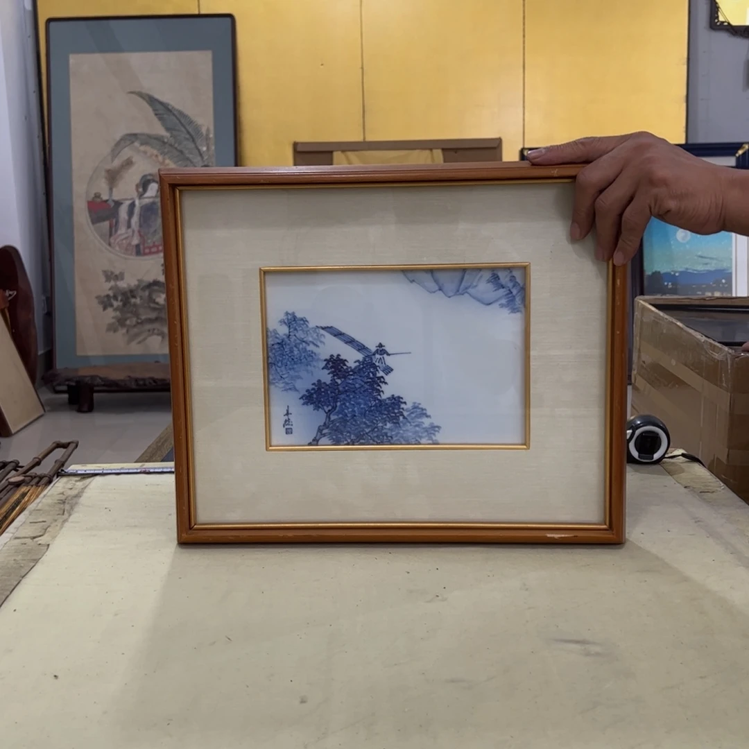 先***铺绘画竹屏风框画茶空间设计