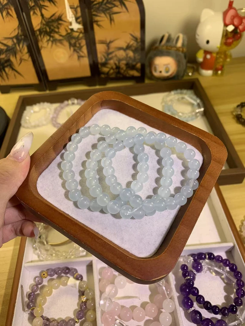 【觅晶儿】天然水晶 手串/手链（蓝玉髓）8mm