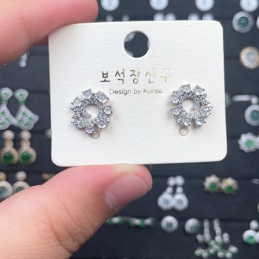 翡翠银S925镶嵌耳饰
