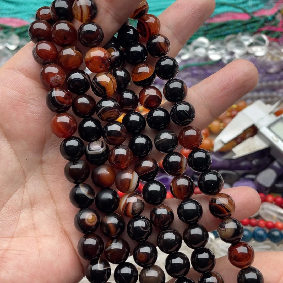 玛瑙/玉髓珠宝半成品未镶嵌一条装10mm梦幻蚕丝玛瑙