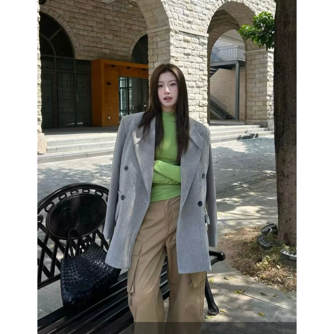 （福）高智感！设计感翻领韩系廓形西装外套（2TSM31265#）爱唯依