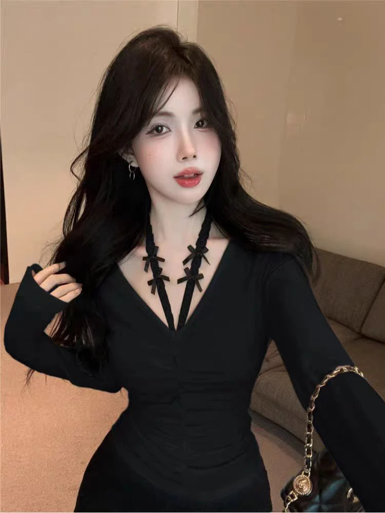大码纯欲辣妹性感挂脖上衣