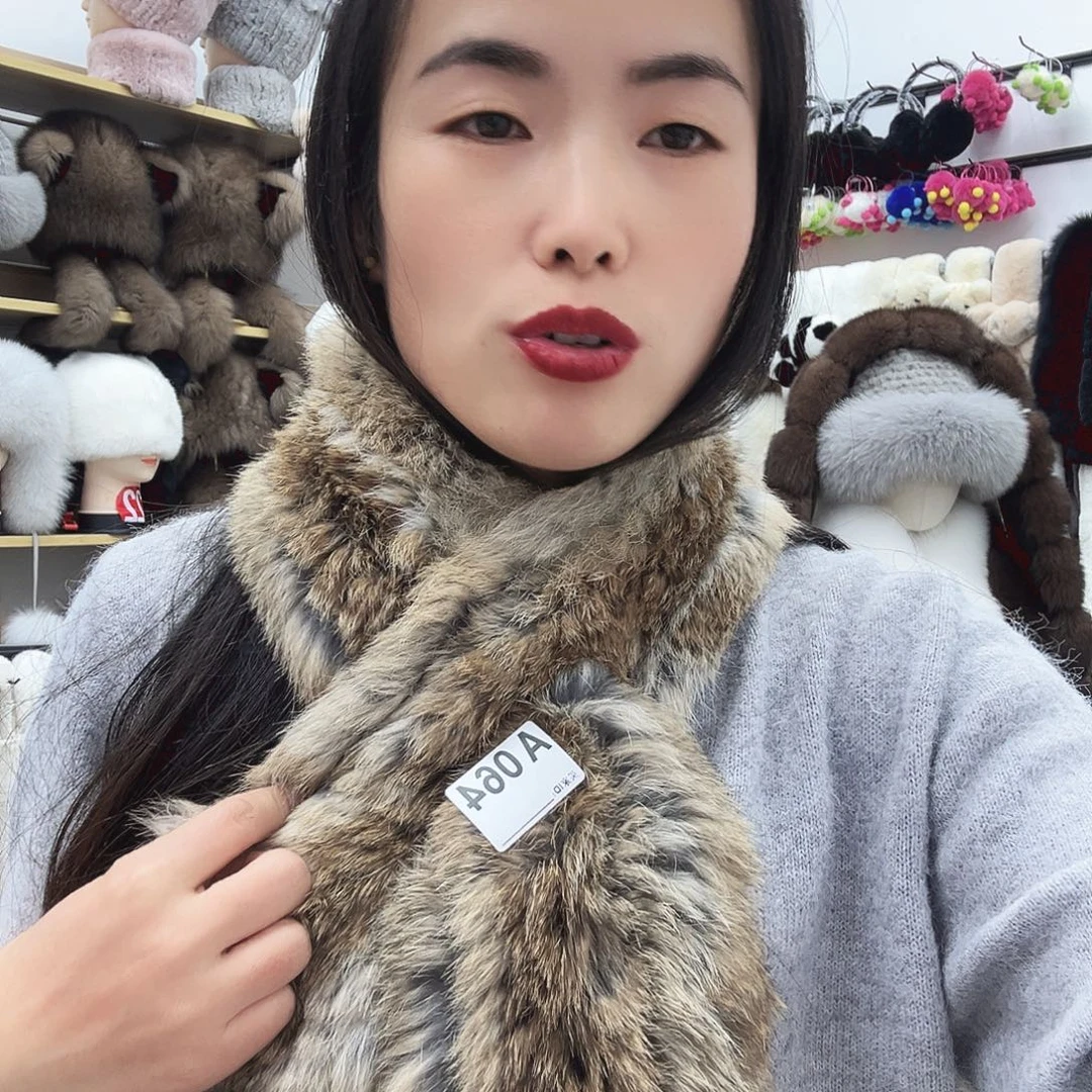 兔毛琥珀色编织围巾064微瑕不退换慎拍