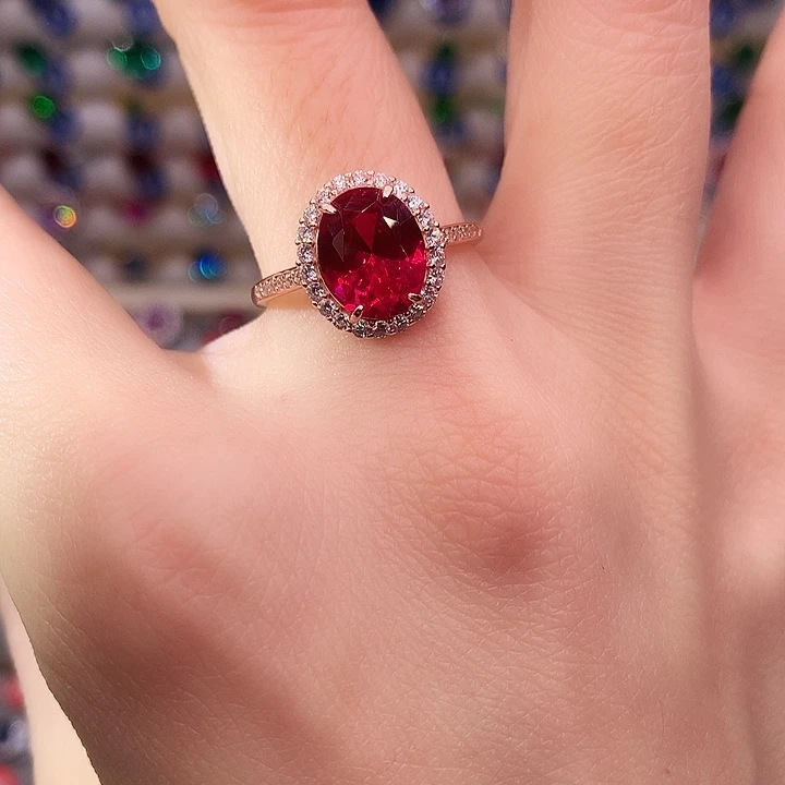 红宝石戒指银S925镶嵌