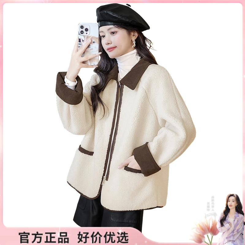 【品牌奥莱】丝柏舍2025春新款女拼接长袖宽松外套S44R6224A