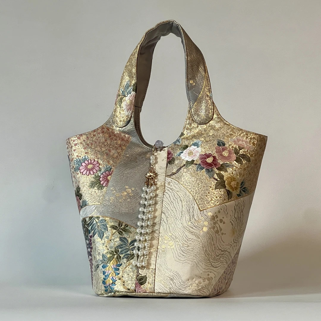 新中式包包西阵织菜篮子金色国风手提包百搭气质女包轻奢单肩包