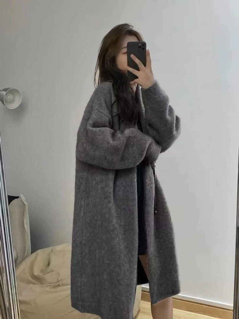 简约长款针织外套 30123