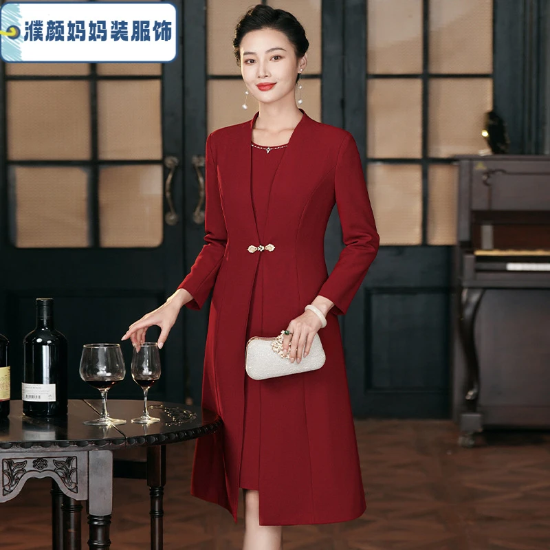 婚宴妈妈秋季婚宴礼服外套2024新款中老年大码高贵简约喜婆婆套装