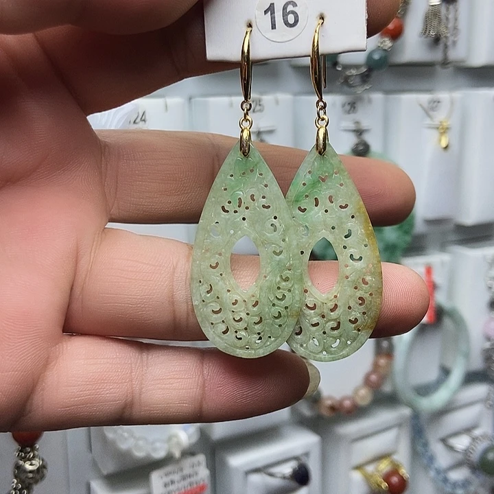 银S925镶嵌翡翠耳饰珠宝