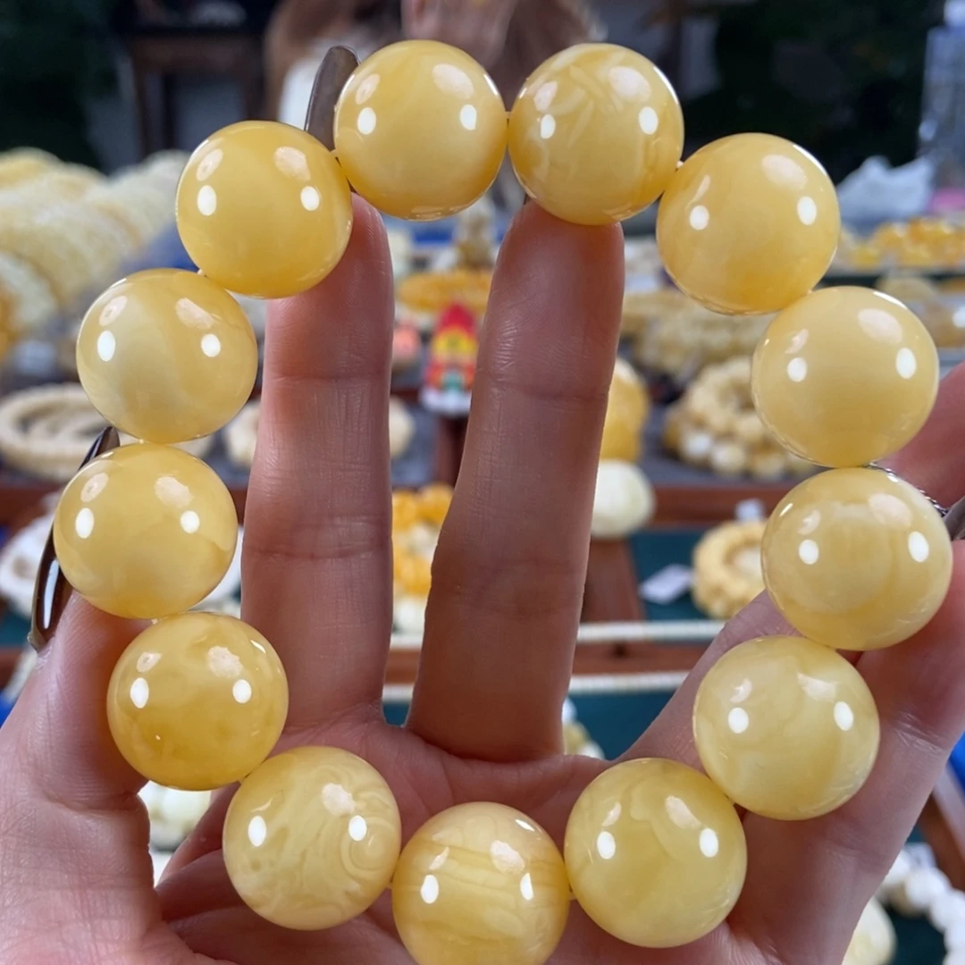 琥珀未镶嵌珠宝奇石18圆珠47.58
