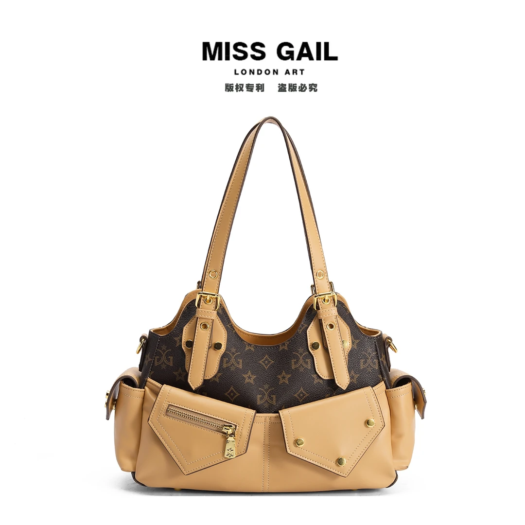【官方正品保售后】 Miss Gail新款时尚轻奢百搭单肩包8115杏