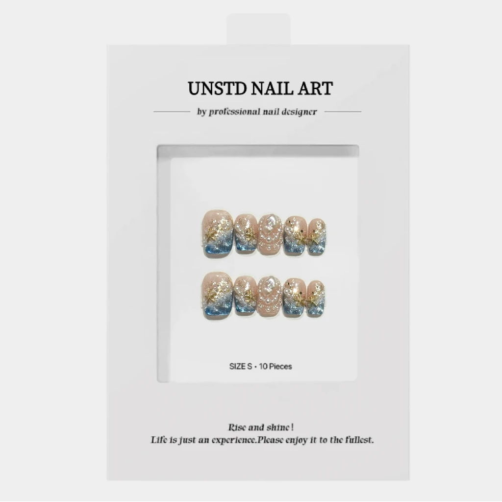 Unstd【蓝色大海的传说】梦幻撞色海浪晕染重工设计款纯手工穿戴甲