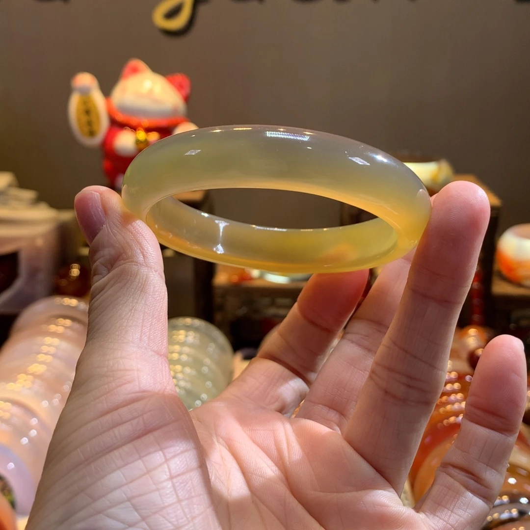 玛瑙/玉髓未镶嵌手镯32号茶金