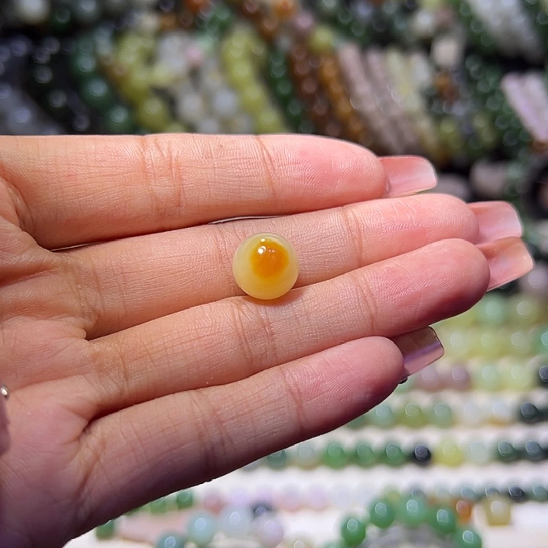 【闪购商品】未镶嵌和田玉珠宝奇石黄沁天眼11mm