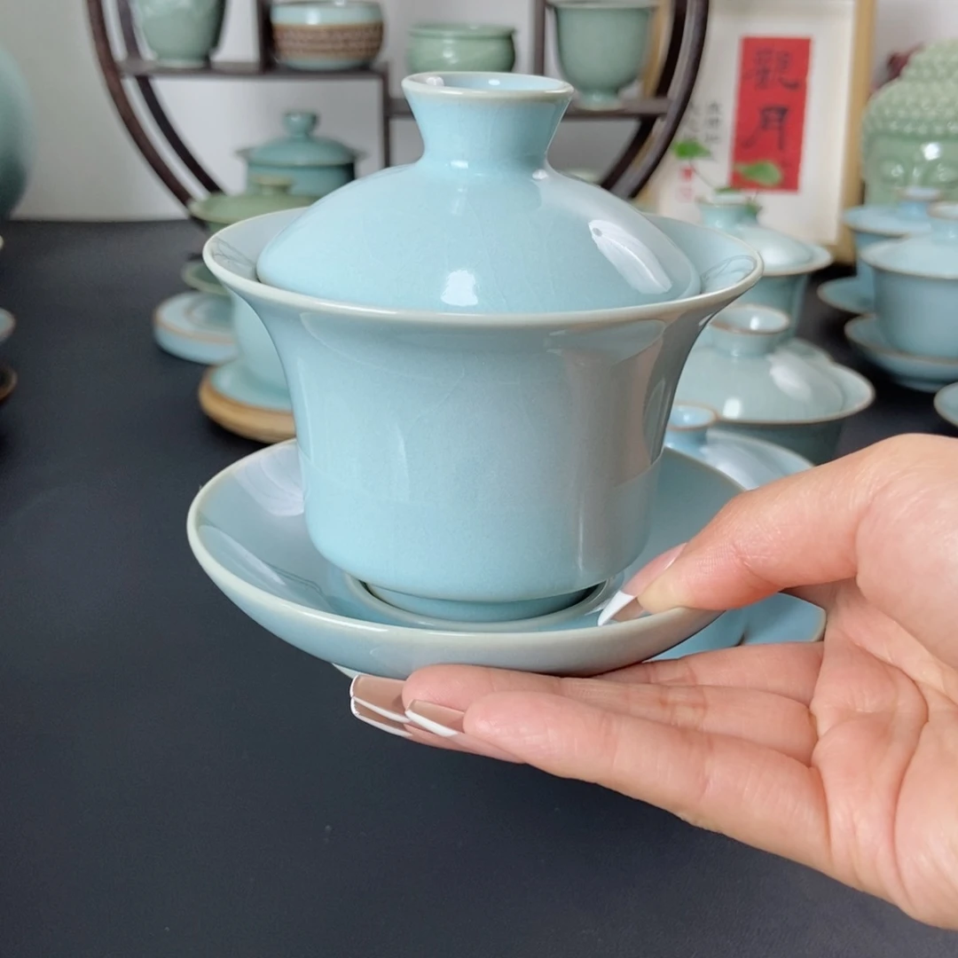 开****姐微微瑕天青马蹄盖碗