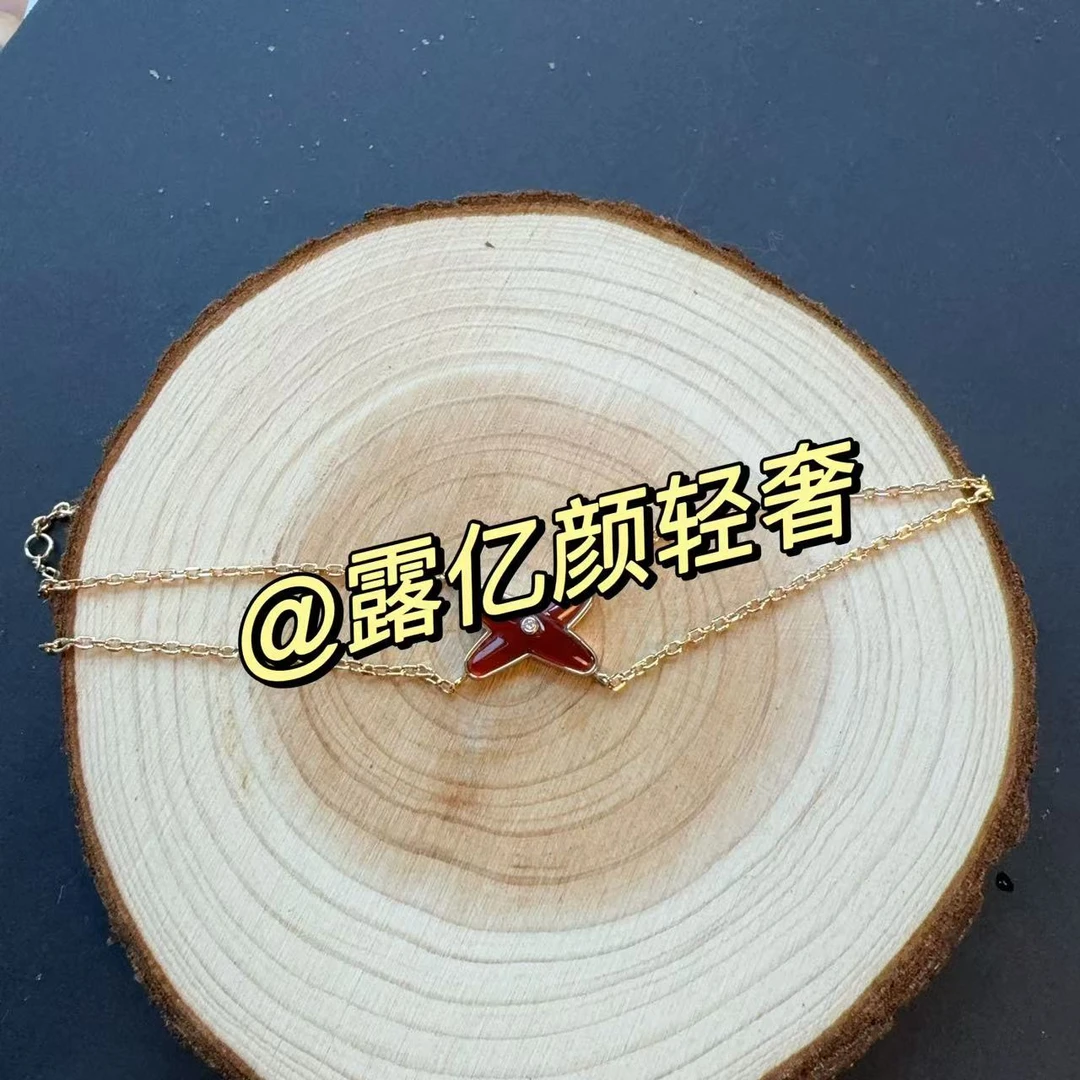 铜合金莫桑石手链 韩系叉叉红色手链SL007