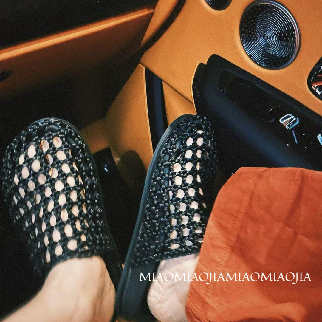 /苗苗家/『必入拖鞋』时尚编织镂空包头拖女外穿平底舒适凉拖鞋