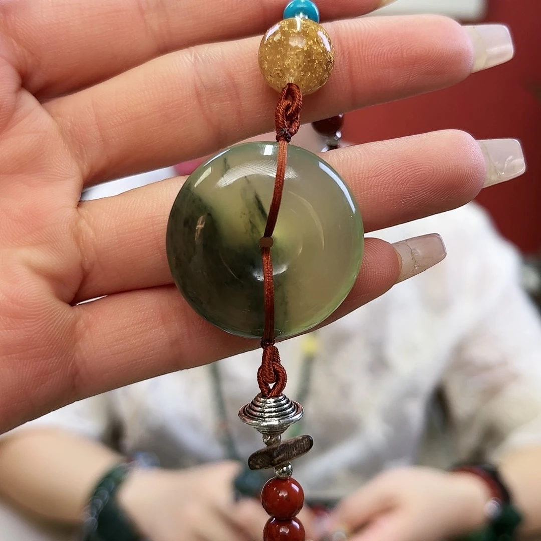 蛇纹石玉手链未镶嵌平安扣