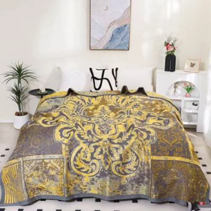 x【加大欧若拉】230*250cm高端轻奢黄金蚕丝流金毯