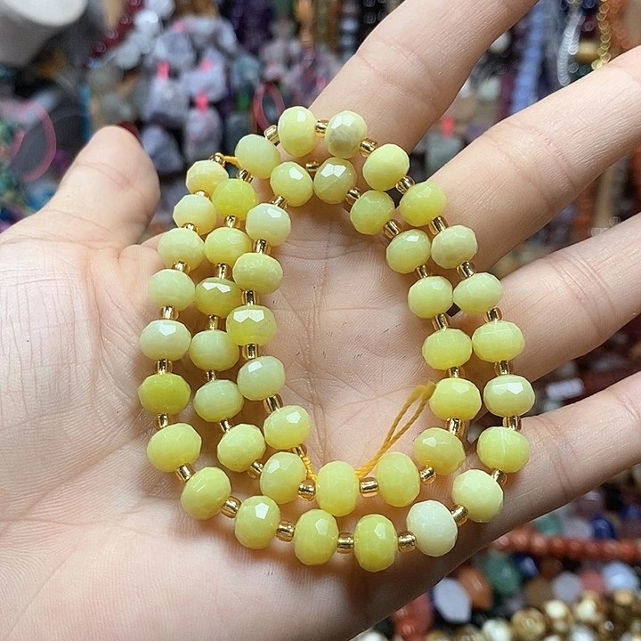 玛瑙/玉髓未镶嵌珠宝半成品天然柠檬玉卡7.5mm切面