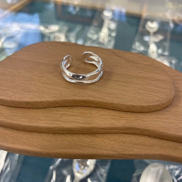 925银戒指 戒指 波浪 时尚百搭编织小众