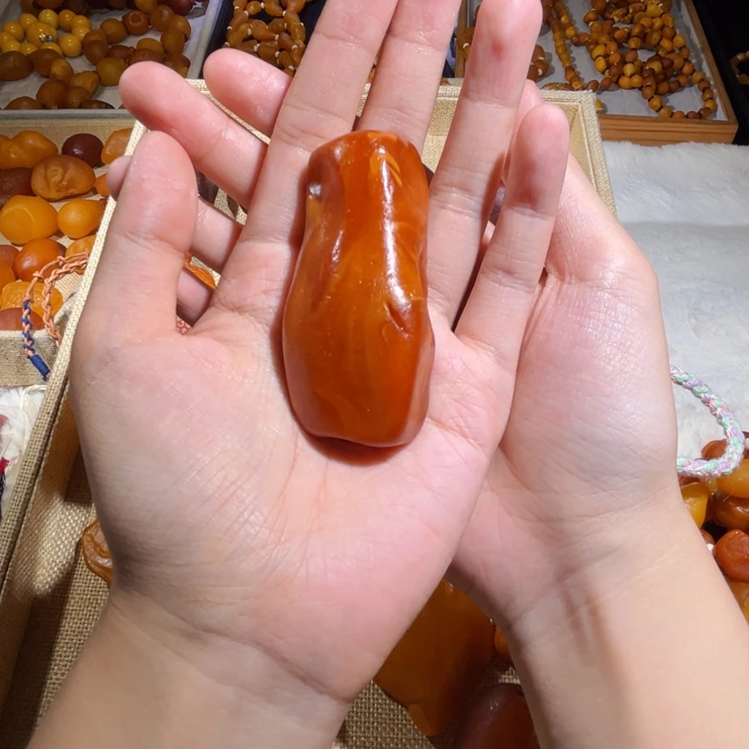 琥珀颈饰未镶嵌蜜蜡全皮手把