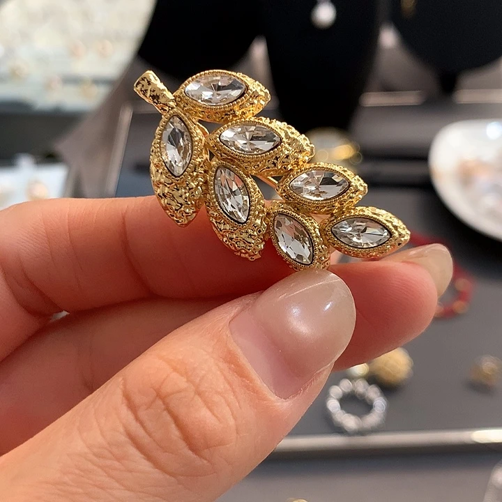 琉璃纯铜合金树叶胸针