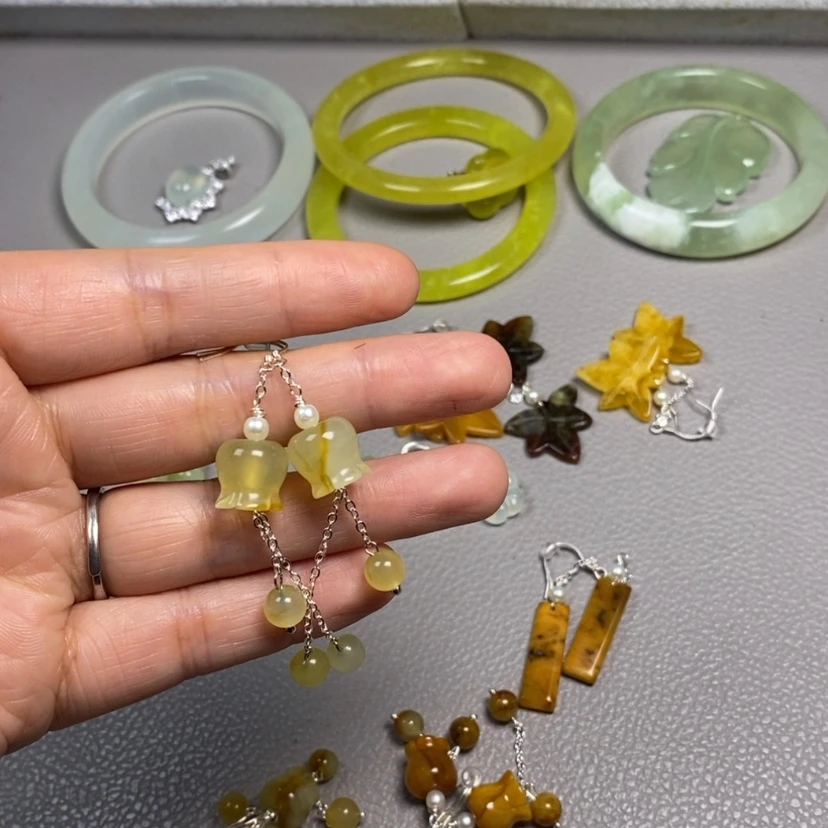 【闪购商品】蛇纹石玉未镶嵌挂件耳饰耳环项链