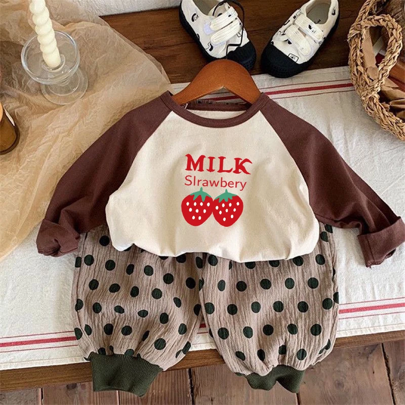 女童德绒撞色拼接长袖T恤儿童春秋洋气中大童打底卡通宝宝上衣潮