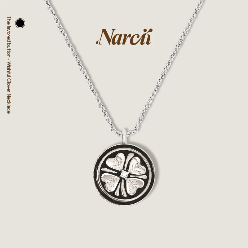 合金合成锆石吊坠 NARCII心愿四叶草项链原创复古吊坠生日礼物