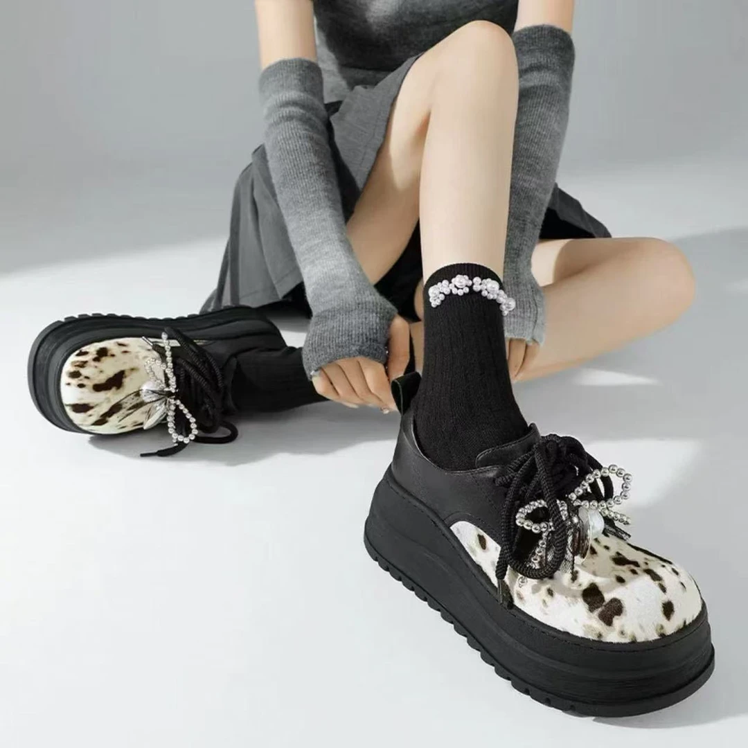 现货B1｜真皮羊里垫厚底乐福鞋女｜半码拍小｜616-1