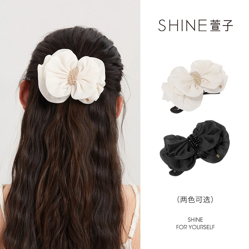 萱子SHINE花朵横夹少女气质法式抓夹日韩女孩甜美鸭嘴夹