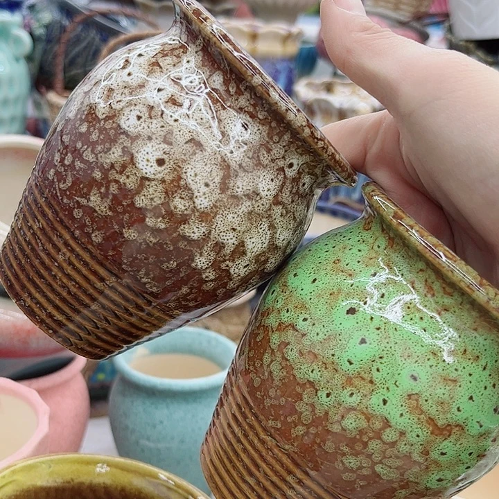 多肉绿植陶瓷花盆9.9包邮，有孔