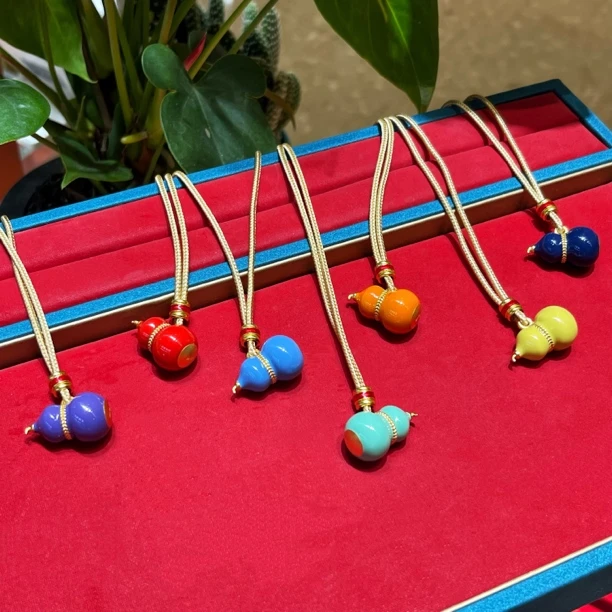 吊坠足银珐琅 七子葫芦——福禄长寿