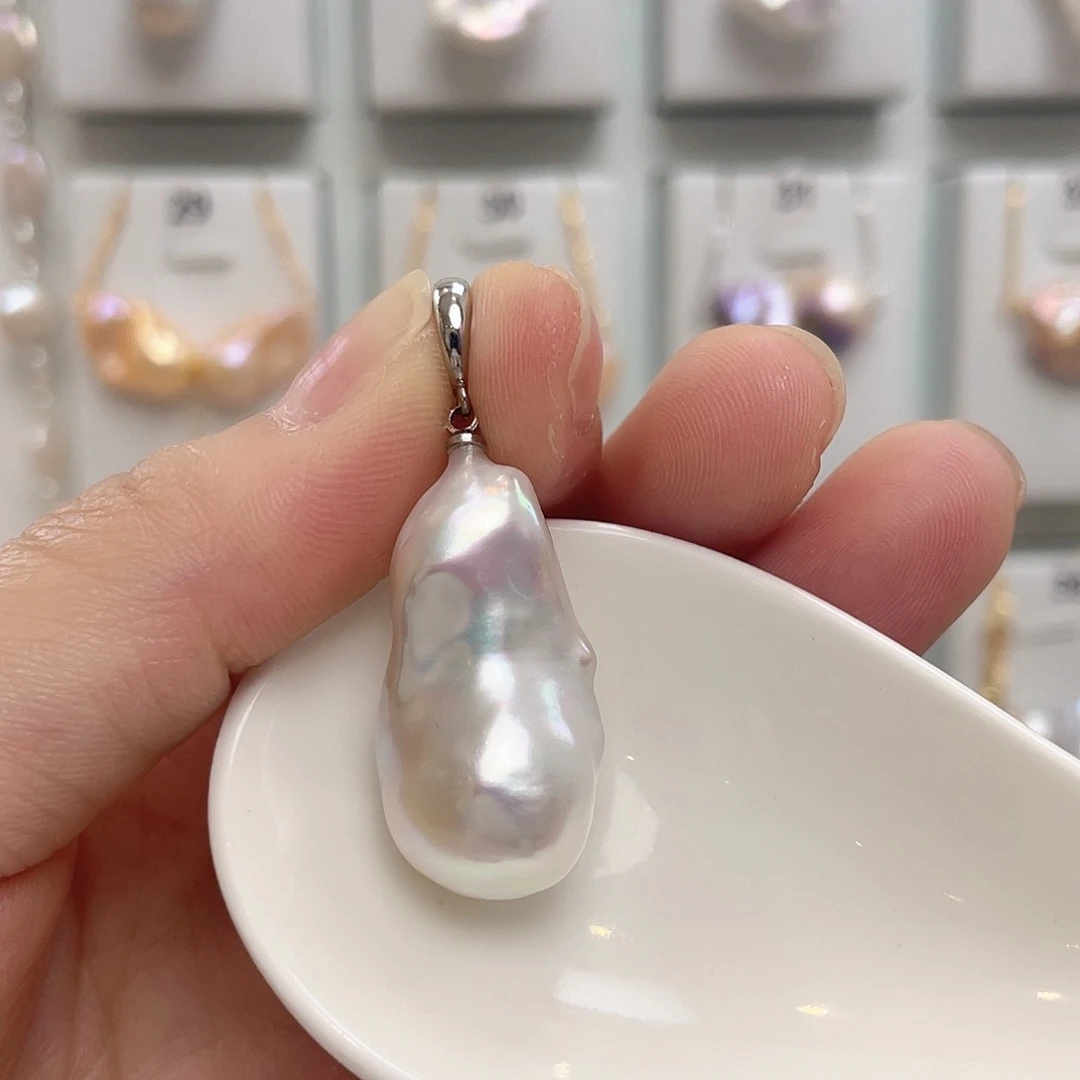 淡水珍珠银S925镀金镶嵌颈饰