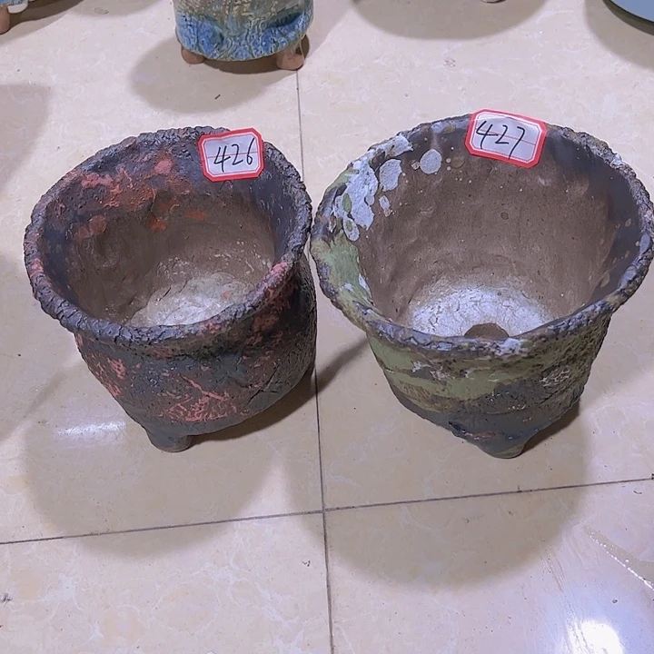 青**草景德镇陶瓷花盆