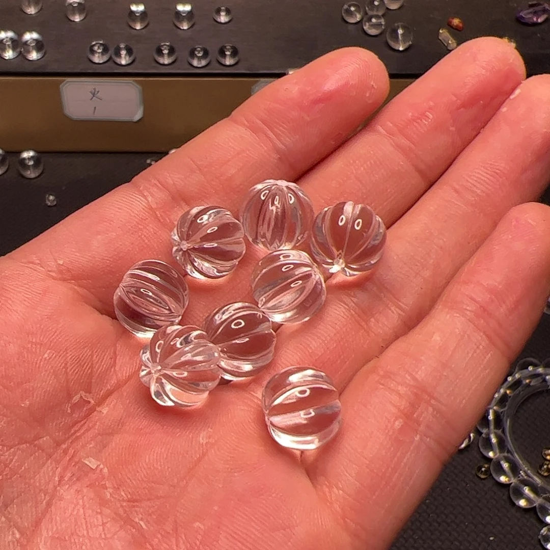 水晶手链未镶嵌优****花白水晶全净体瓜珠