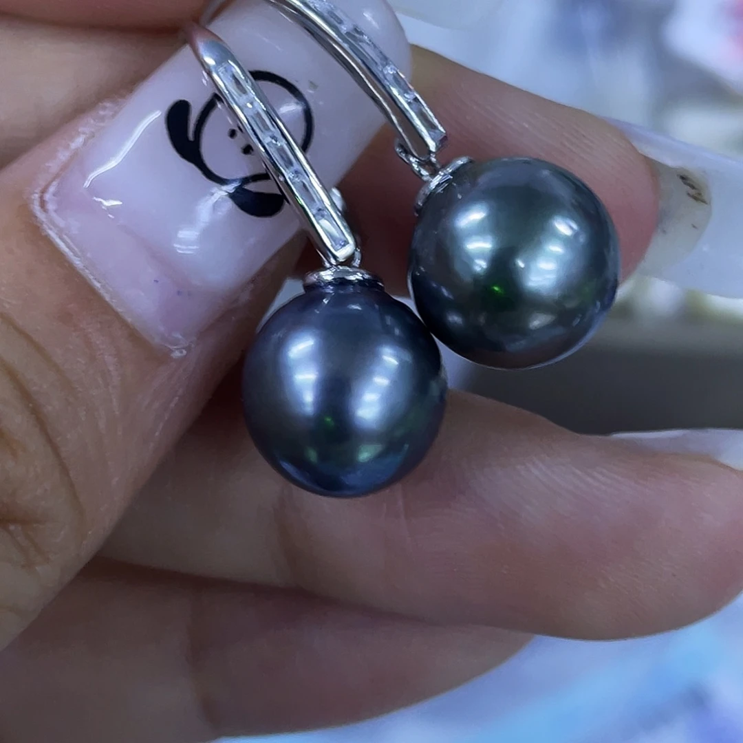 银S925镶嵌海水珍珠耳饰