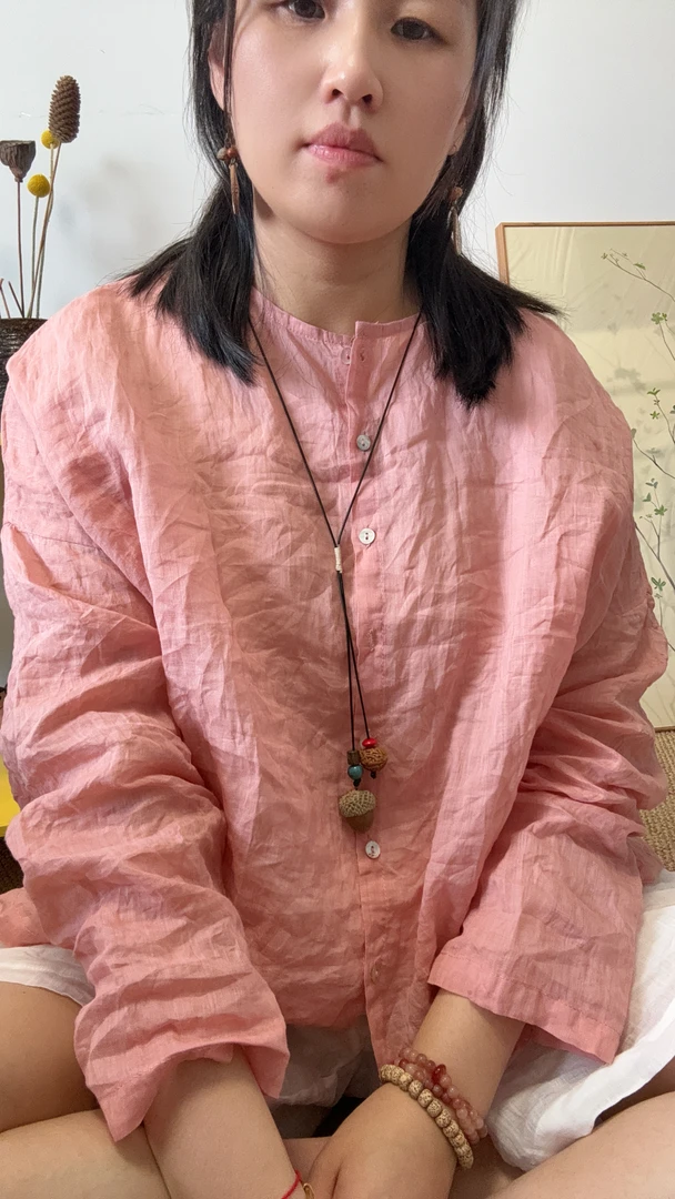 新款宽松文艺复古薄款苎麻衬衫女2025夏季上衣百搭纯色防晒装外套