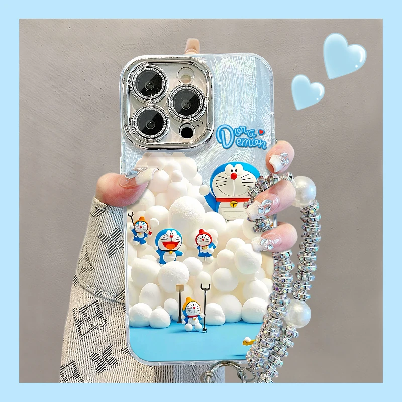 云朵哆啦适用苹果15华为vivo/oppo小米iPhone16精孔羽纱纹手机壳