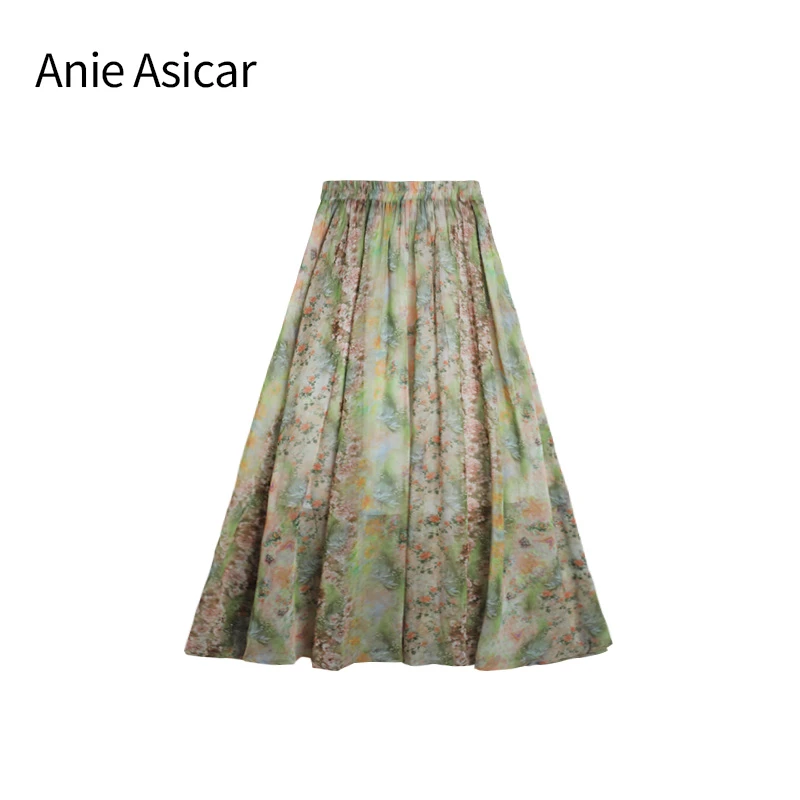 A Q2917：森系复古碎花半身裙女夏新款A字裙