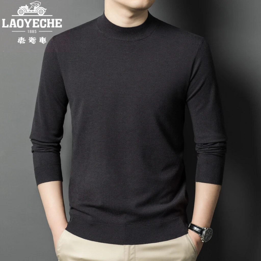 【精纺薄款羊毛衫】老爷车春秋款半高领纯色百搭男士针织羊毛衫长袖