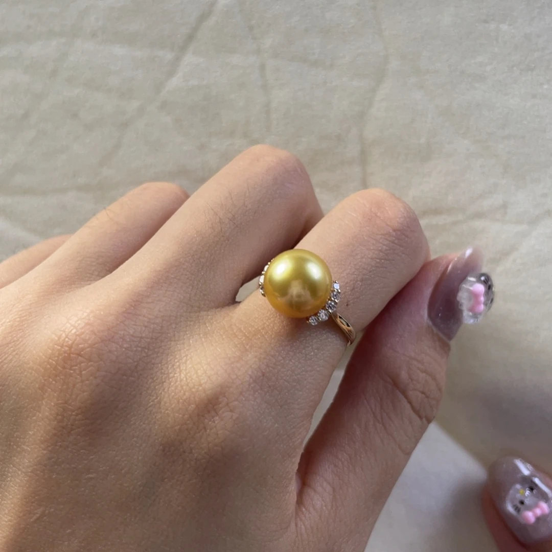 戒指18K金镶嵌海水珍珠