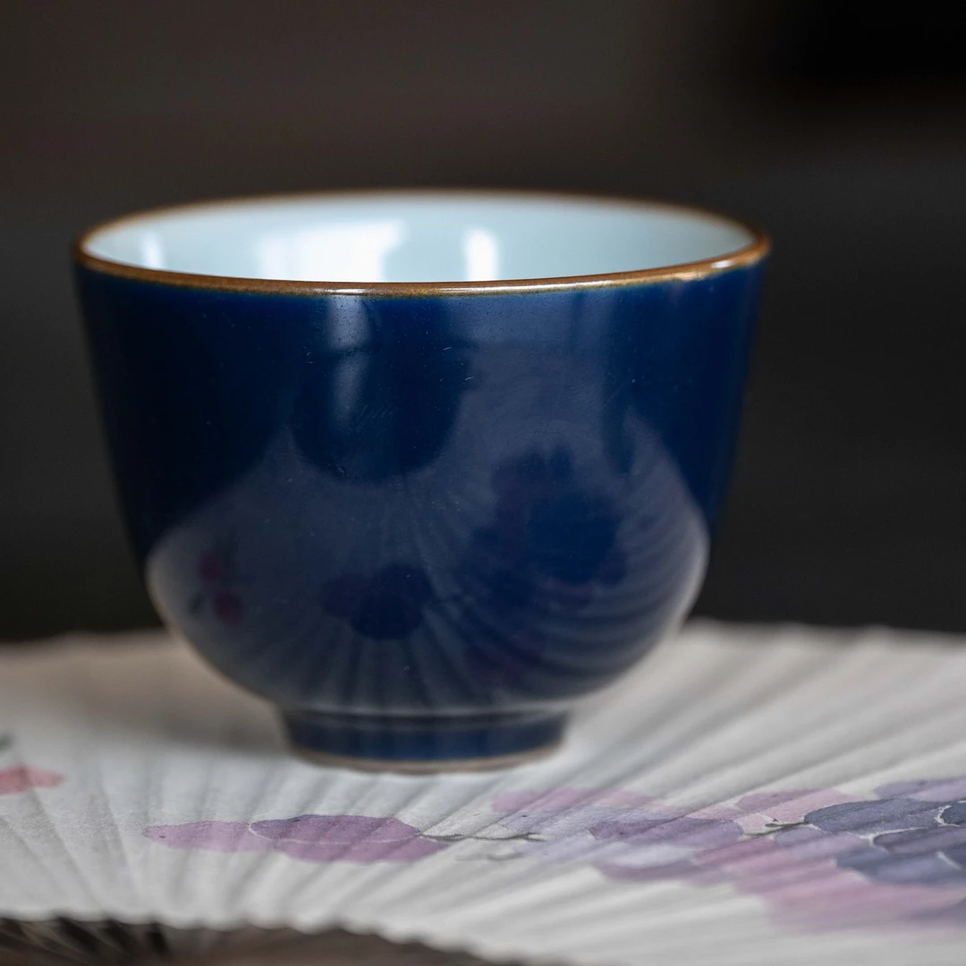 文心素器 气窑 汝窑汝瓷霁蓝禅定手握杯主人杯