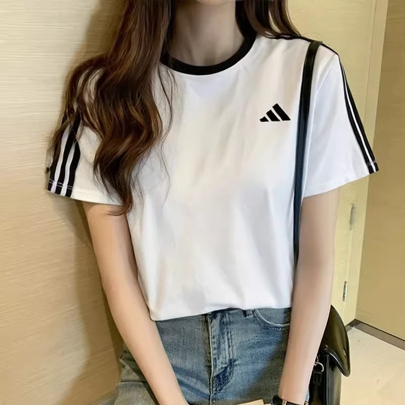 adidas阿迪达斯2025夏季新款女棉运动休闲宽松短袖圆领T恤 JY7613