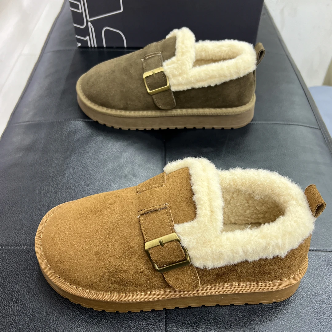 休闲风极简风潮流风复古港风棉鞋秋冬纯色冬季雪地靴大棉女士加绒