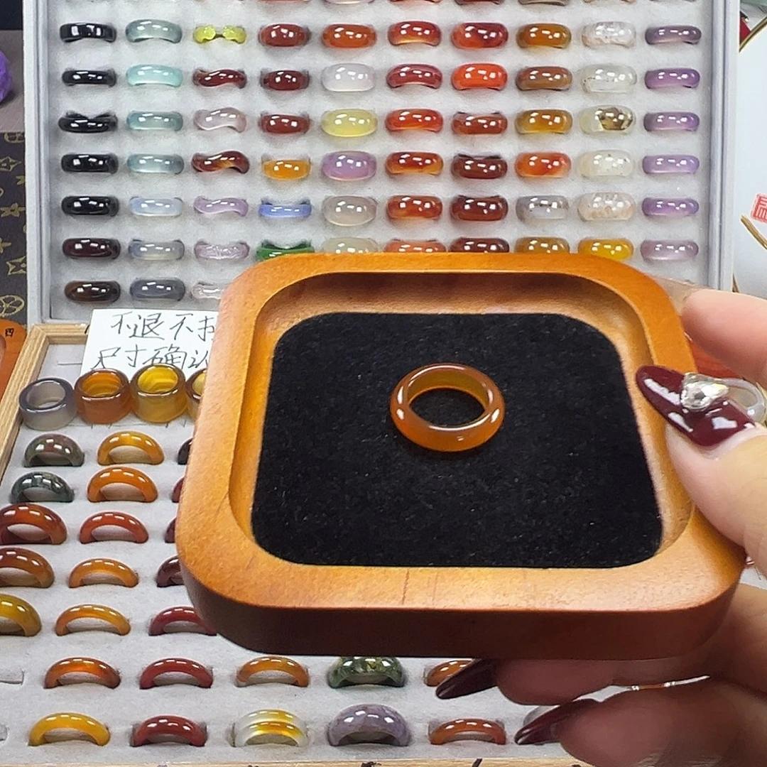 玛瑙/玉髓未镶嵌戒指A12不退换16.1港12+