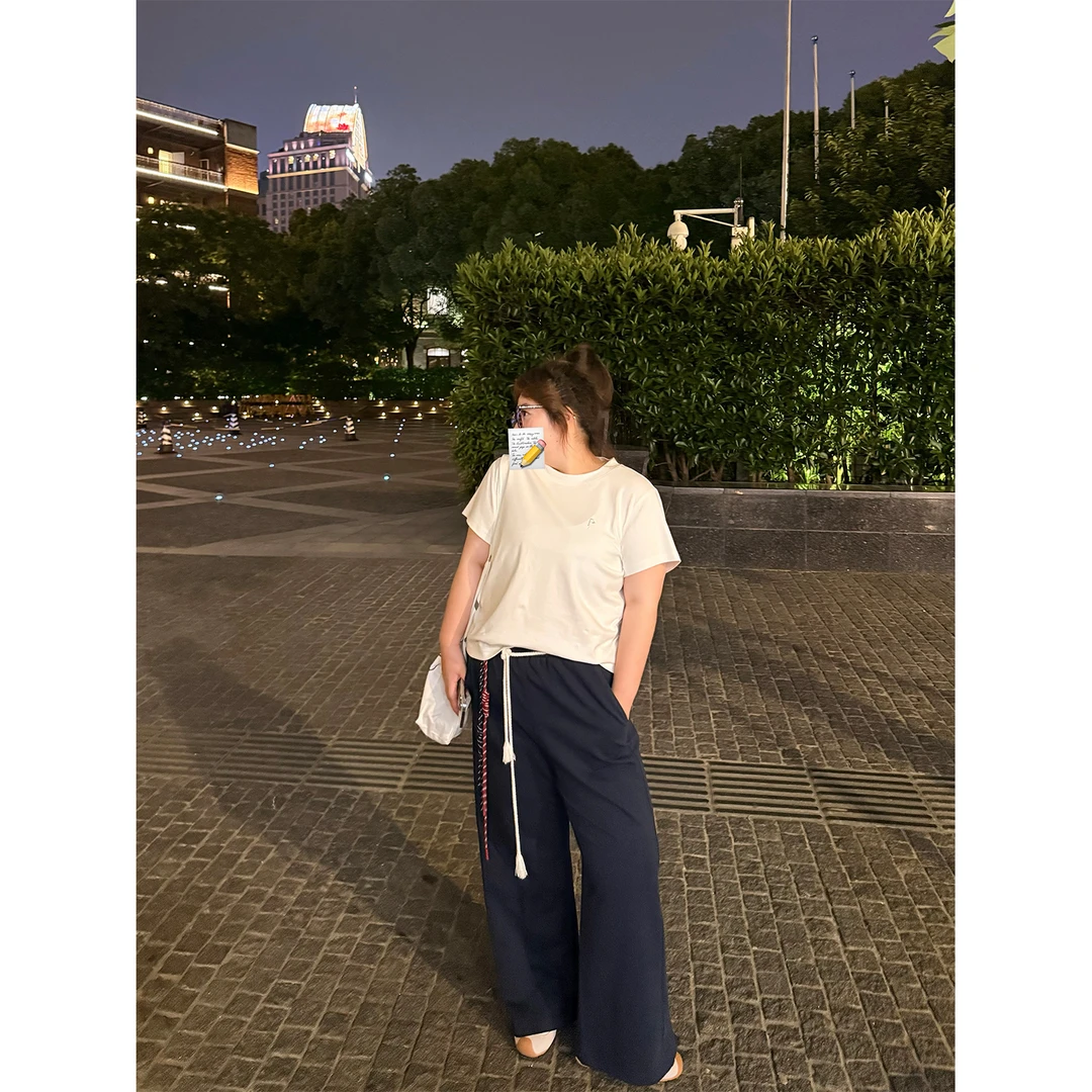 老章和小胖PONGKIKIjenn*e抽绳打歌裤大码抗皱莫代尔阔腿直筒裤