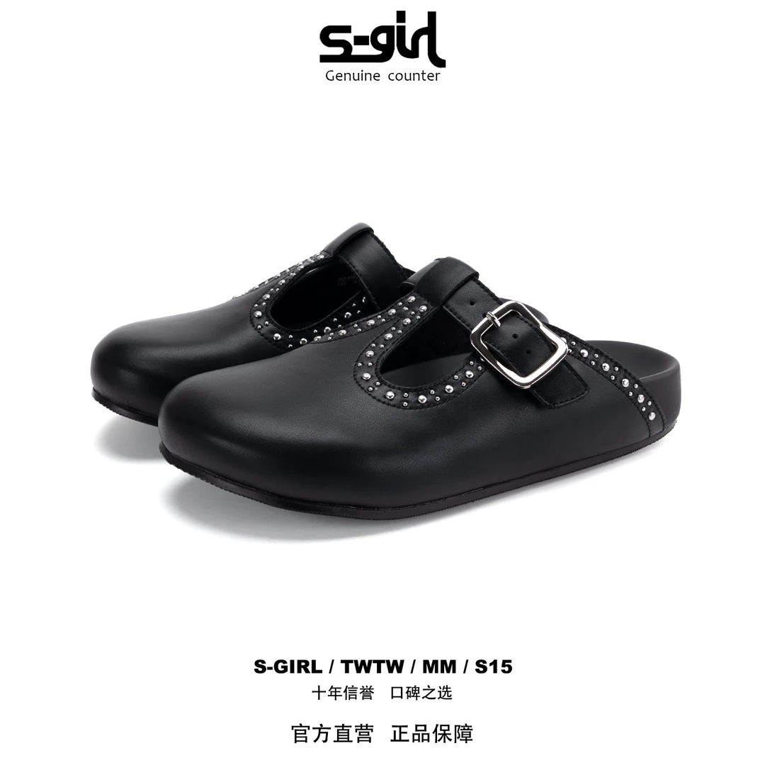 SGIRL TWTW复古包头半拖鞋女2025夏季新款一脚蹬玛丽珍勃肯凉拖潮